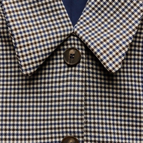 Zara NWT navy and brown mini houndstooth checkered lapel collar dress - Picture 7 of 9